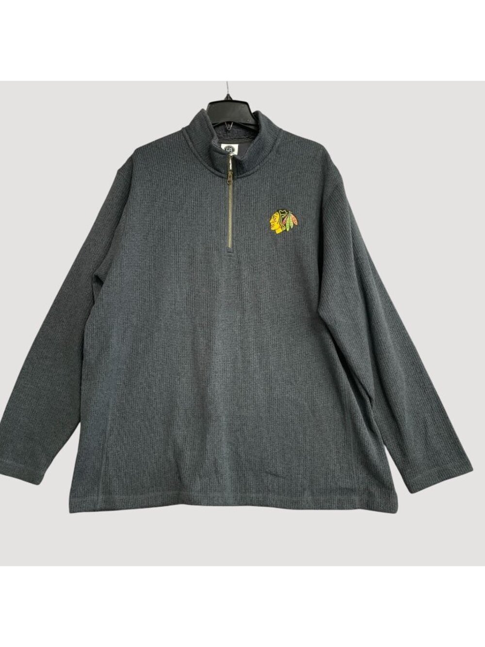 NHL Men's 2XL Gray Blackhawks 1/4 Zip Pullover Sweatshirt   P0300
